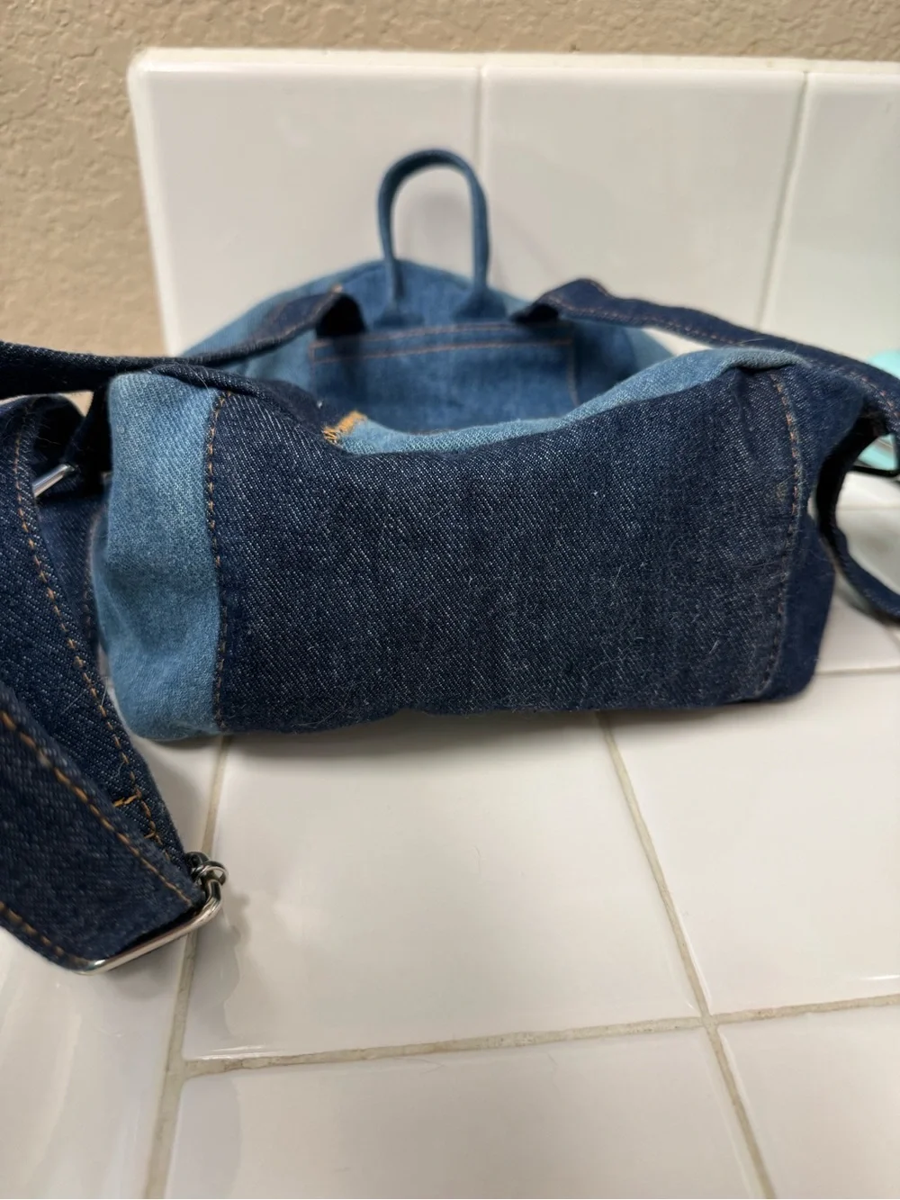 BDG Patchwork Denim Mini Backpack - Blue - Picture 9 of 9